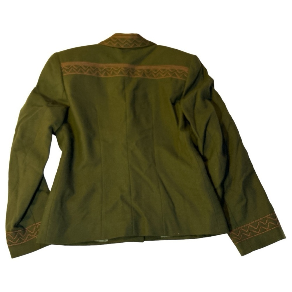 Vintage Stephanie K. Anais Embroidered Lined Wool Blazer Jacket Green Size 38 - Picture 9 of 16